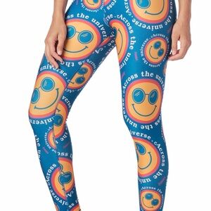 Zumba Fitness Blue Smiley Face Leggings EUC S